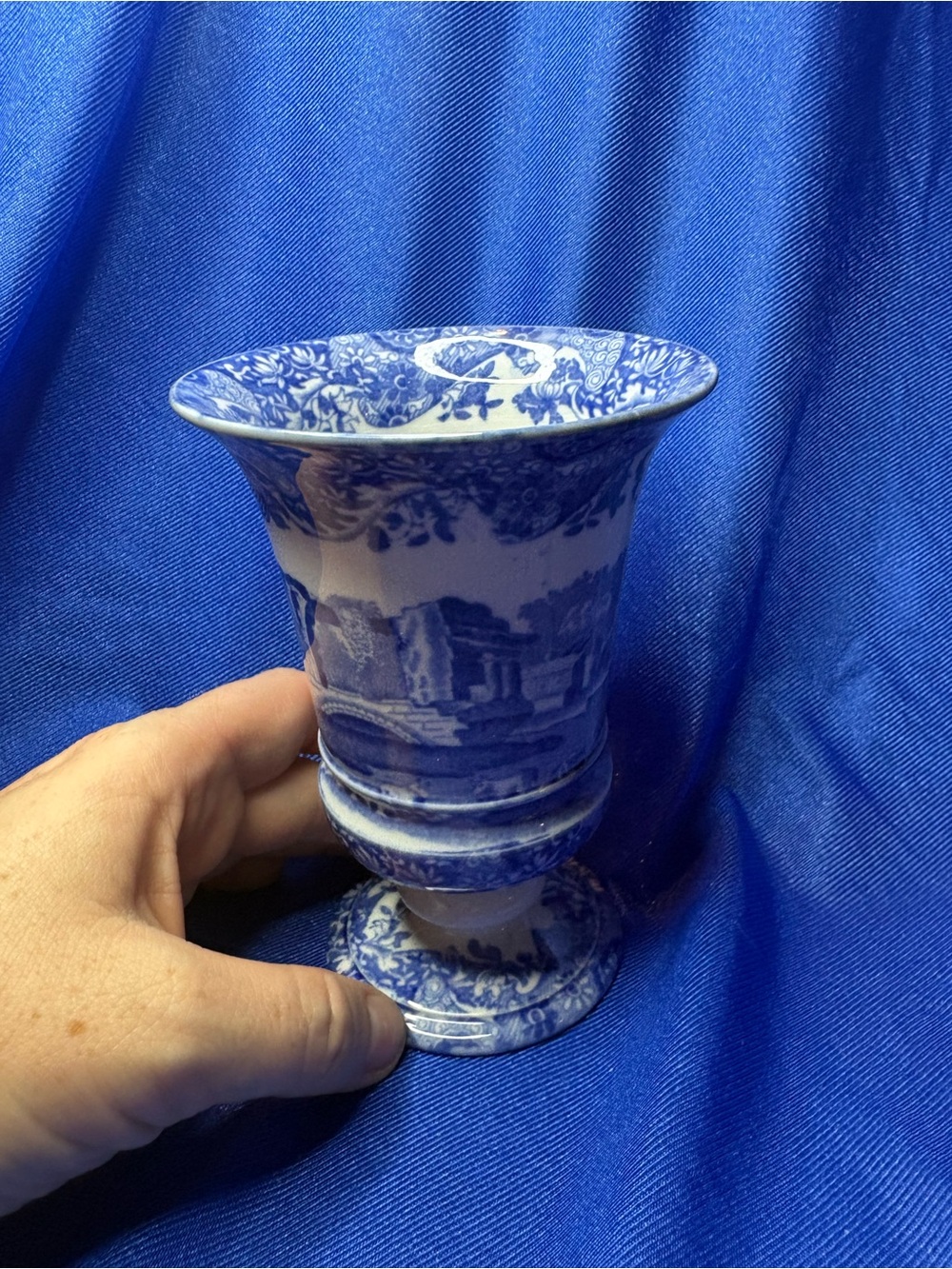 VTG Copeland Spode Blue Italian Flared Posy Vase Made in England Chinoiserie